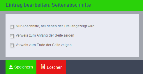Eintrag Seitenabschnitte