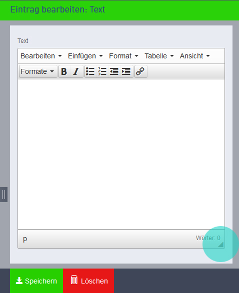 Eintrag Text