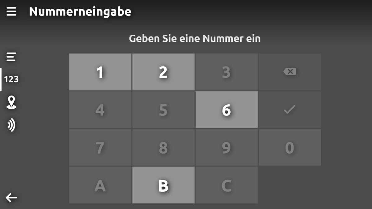 Screenshot einer Nummerneingabe