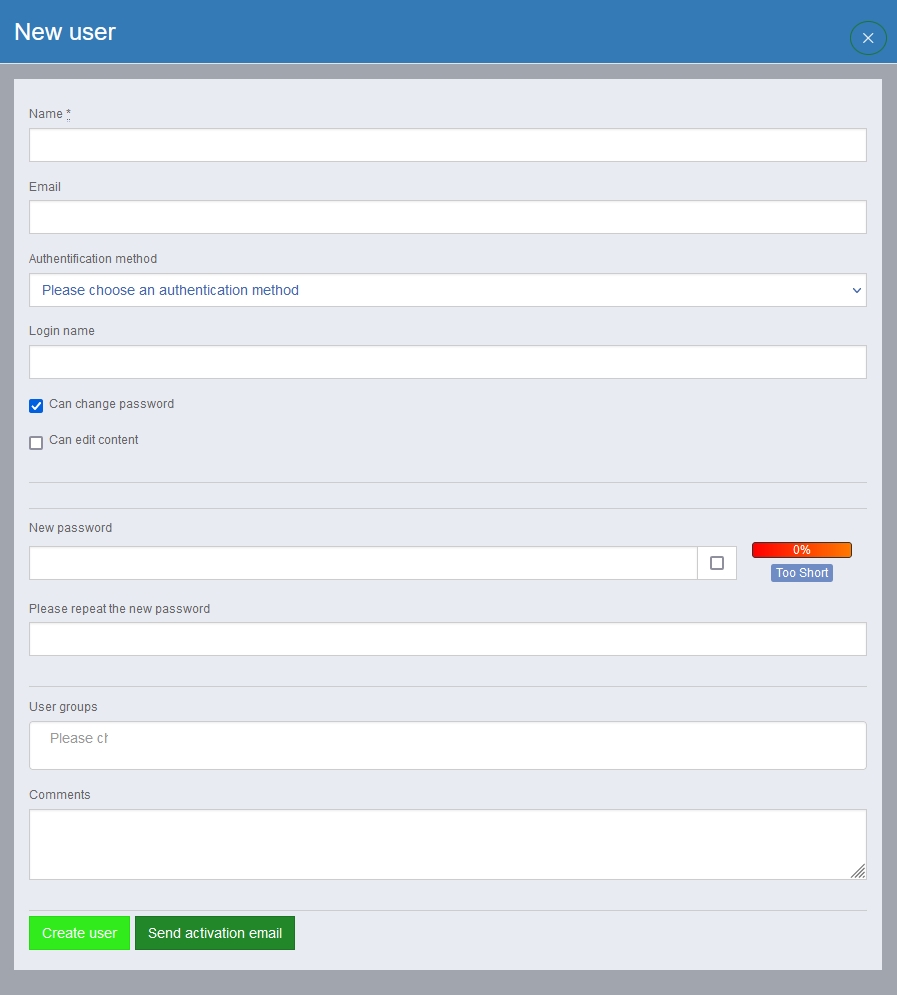 Screenshot Create user