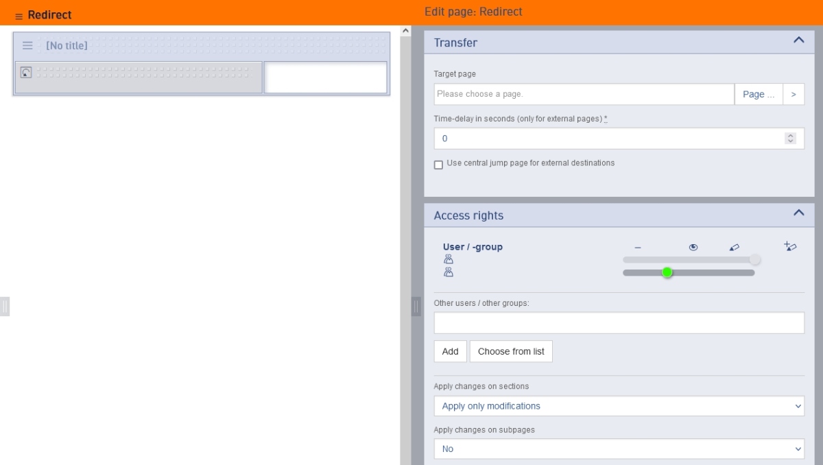 Seitenvorlage Weiterleitung