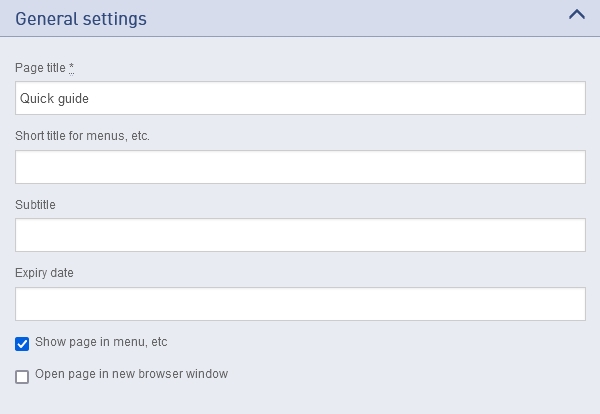 allgemeine seiteneinstellungen