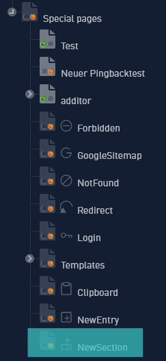 Special Pages Section