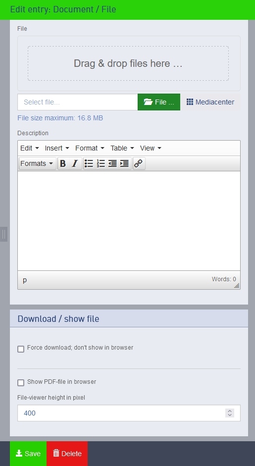 Eintrag Dokumenteintrag