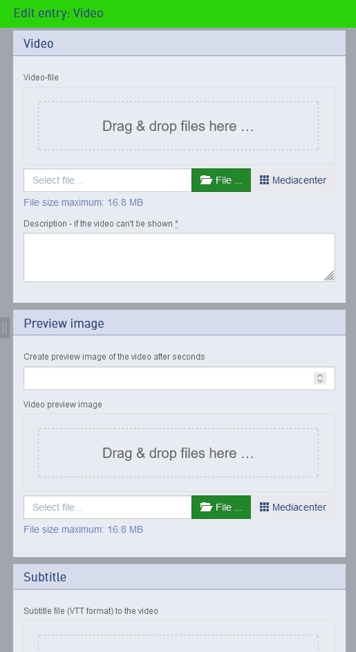Screenshot video entry