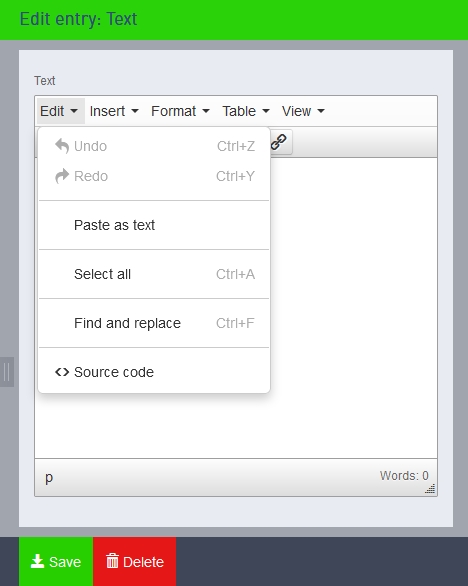 Screenshot Text Bearbeiten