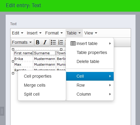 How to format table headings correctly