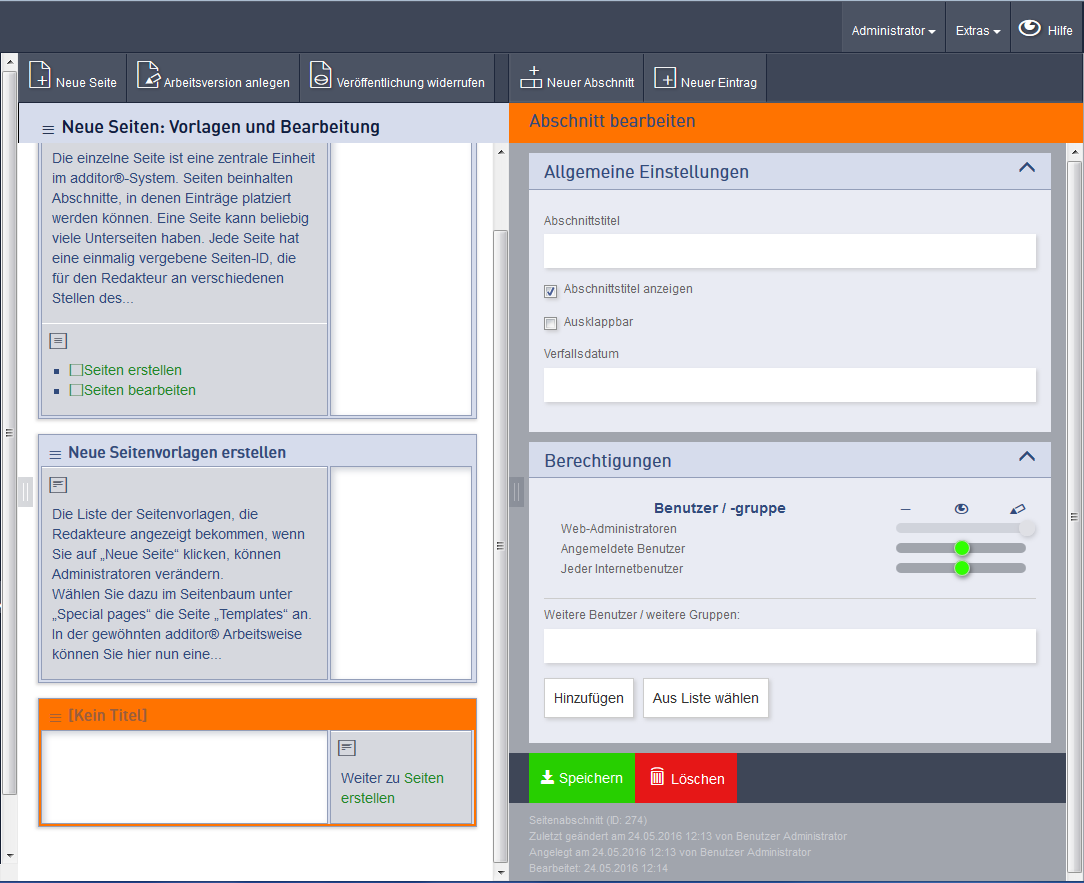 abschnitt bearbeiten