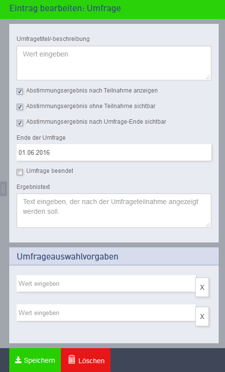 Eintrag Umfrage