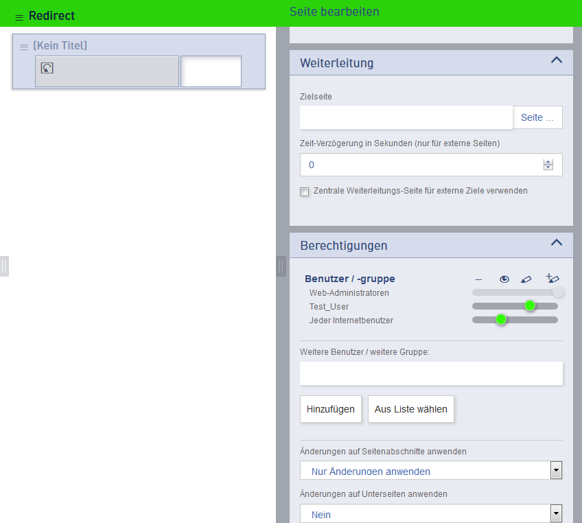 Seitenvorlage Weiterleitung