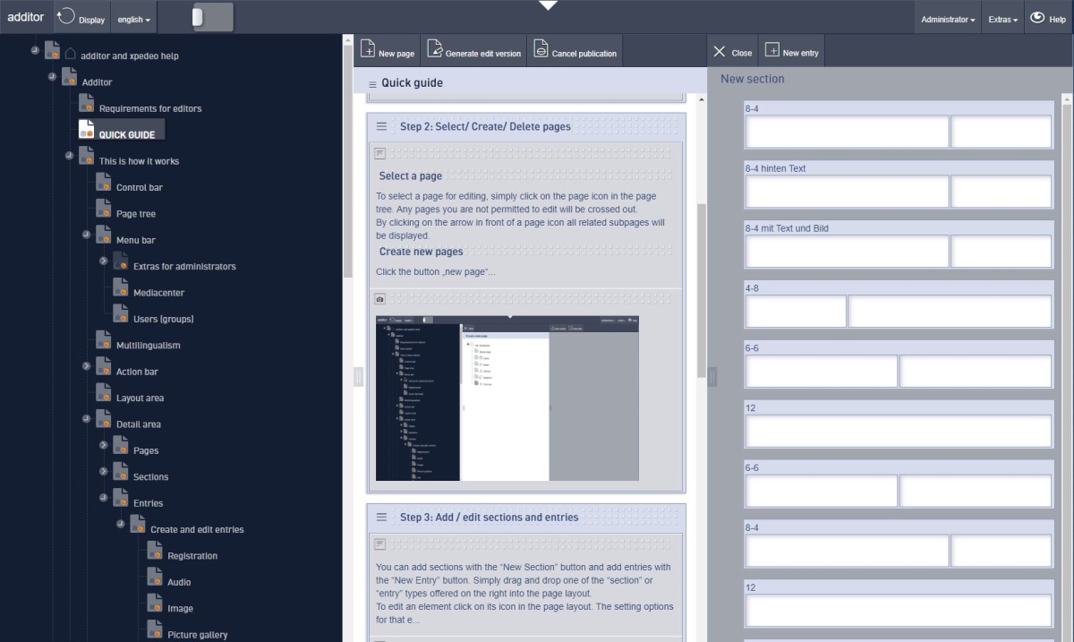 Abschnitte einfügen