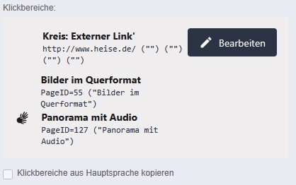 Klickbereich Liste Additor