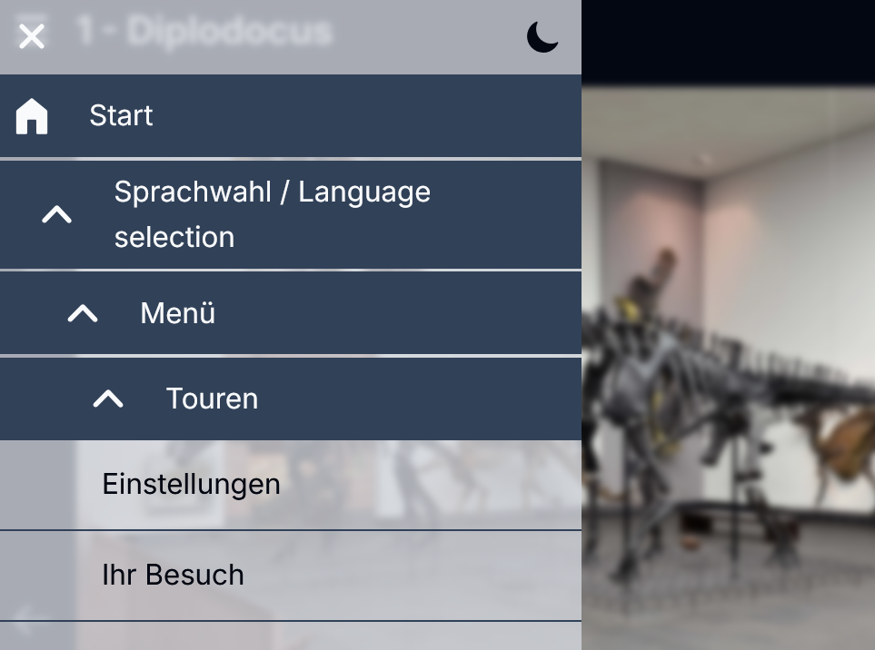 Screenshot des Hauptmenüs auf dem Mediaguide